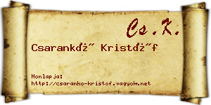 Csarankó Kristóf névjegykártya